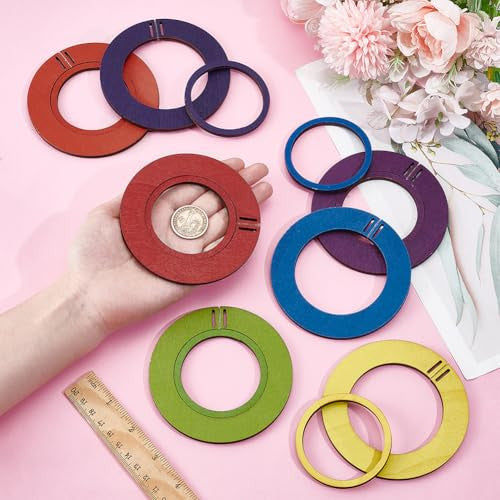 BENECREAT 7 darabos fa hímzőkeret 7 szín, dekoratív kerek hímzőkeret, kézműves és DIY