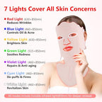 USUIELIGHT LED arcmaszk fényterápia, 7 színű LED maszk arcra és nyakra anti-aging