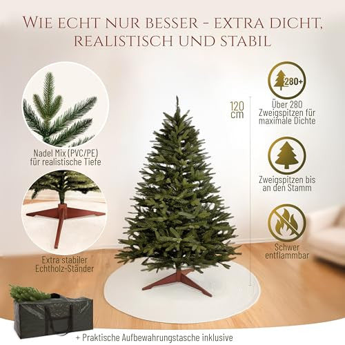 Pure Living műfenyő prémium osztály, 120 cm tesztgyőztes, természetes hatású, sűrű