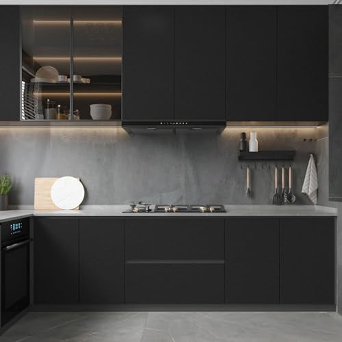 Alened fekete vinyl fólia matt 60x500cm szerszámkészlettel, fekete öntapadós tapéta