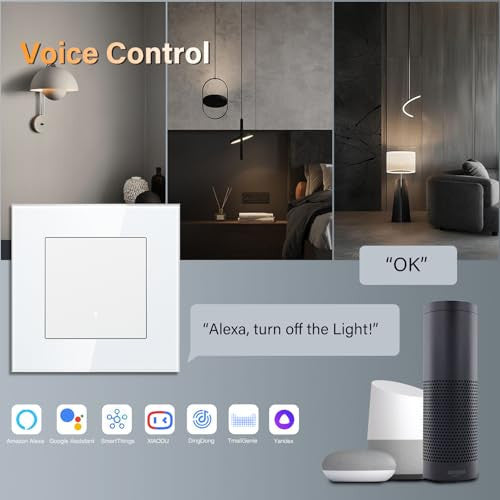 BSEED okos WiFi kapcsoló üveg, 1 áramkör, 86mm, fehér