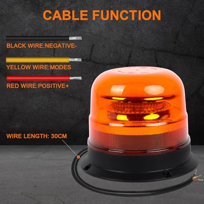 Qiping LED figyelmeztető lámpa, 12V/24V, narancs 10 mód, traktor, autó, teherautó