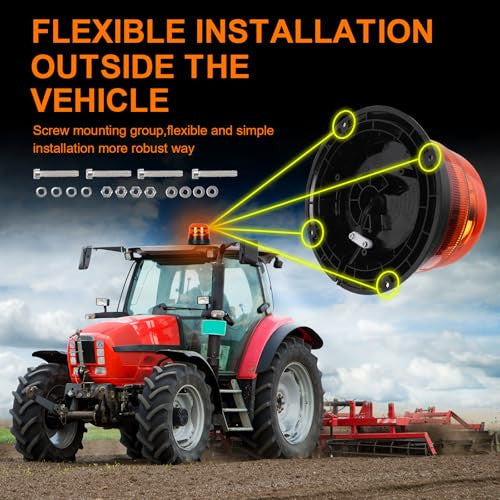 Qiping LED figyelmeztető lámpa, 12V/24V, narancs 10 mód, traktor, autó, teherautó
