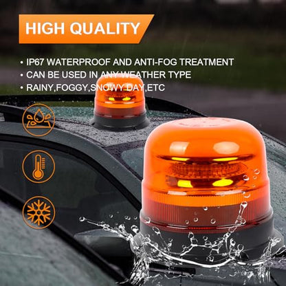 Qiping LED figyelmeztető lámpa, 12V/24V, narancs 10 mód, traktor, autó, teherautó
