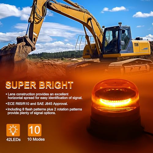 Qiping LED figyelmeztető lámpa, 12V/24V, narancs 10 mód, traktor, autó, teherautó