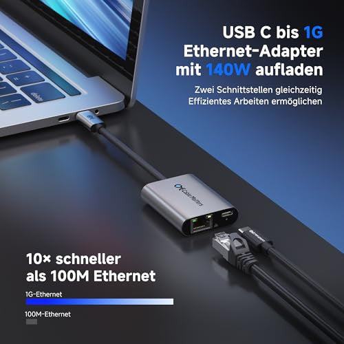 Cable Matters USB C Ethernet adapter 140W töltéssel gigabites Ethernet, USB C