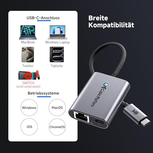 Cable Matters USB C Ethernet adapter 140W töltéssel gigabites Ethernet, USB C