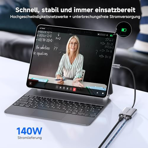 Cable Matters USB C Ethernet adapter 140W töltéssel gigabites Ethernet, USB C