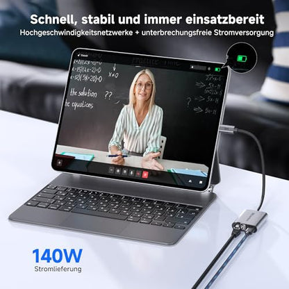 Cable Matters USB C Ethernet adapter 140W töltéssel gigabites Ethernet, USB C
