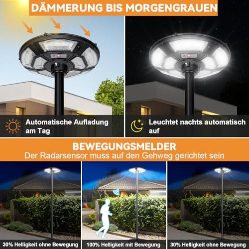 Solar kerti lámpa H200cm fénypózna, 750 LED, mozgásérzékelő és fényérzékelő, vízzel