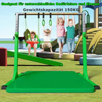 Gymnastic Kip Bar gyerekeknek, állítható magasságú tornarúd gyűrűkkel zöld