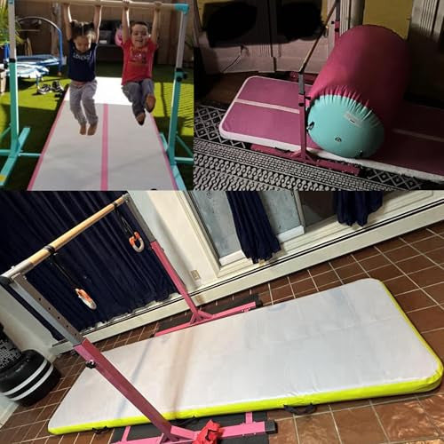 Gymnastic Kip Bar gyerekeknek, állítható magasságú tornarúd gyűrűkkel zöld
