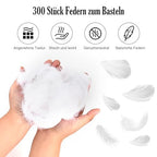 Faburo tollak kézműveskedéshez, 300 darabos toll szett 5~8cm, fehér, dekoráció