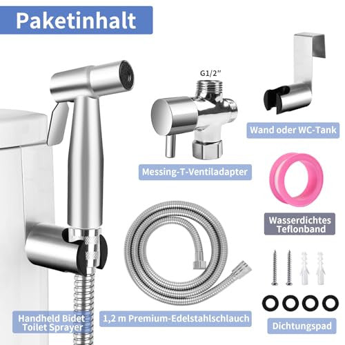 NAKIHOUSE kézi bidé zuhanyfej G1/2" szeleppel és 120 cm-es zuhanycsővel króm
