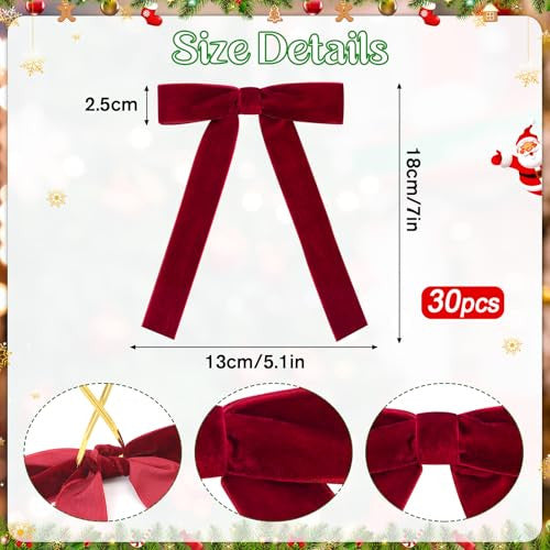 Shining She 30 darabos borvörös masni karácsonyi dekoráció, 2,5 cm széles