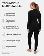 DANISH ENDURANCE Merino aláöltözet nőknek fekete, S