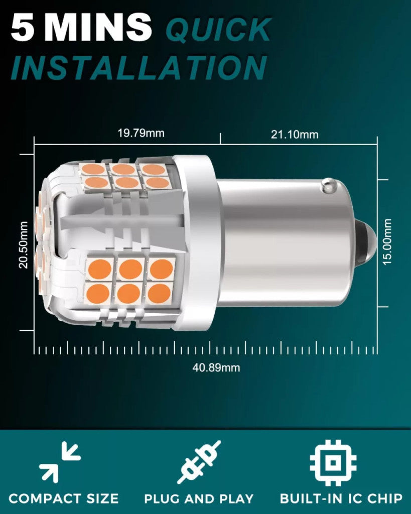 AURORIONCG 2 darab sárga borostyán 581 izzók 150° 7.5W 800LM DC 12V