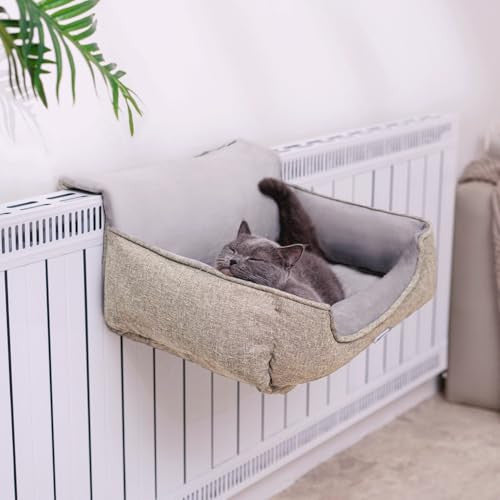 Happi N Pets macskaágy fűtéshez, mosható plüss huzattal, állítható fémkampókkal, bézs