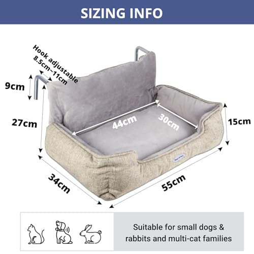 Happi N Pets macskaágy fűtéshez, mosható plüss huzattal, állítható fémkampókkal, bézs