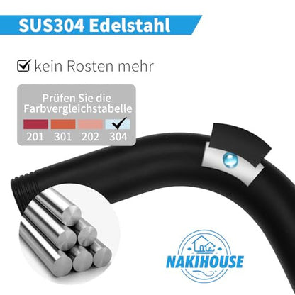 NAKIHOUSE Brausearm, 40cm rozsdamentes acél kerek fali kar zuhanykar esőzuhanyfejhez
