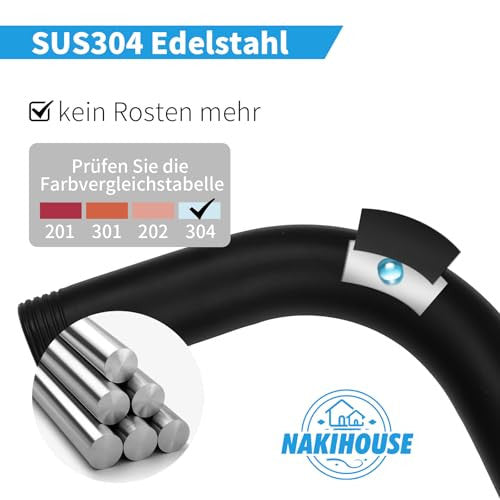 NAKIHOUSE Brausearm, 40cm rozsdamentes acél kerek fali kar zuhanykar esőzuhanyfejhez