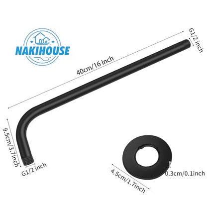 NAKIHOUSE Brausearm, 40cm rozsdamentes acél kerek fali kar zuhanykar esőzuhanyfejhez