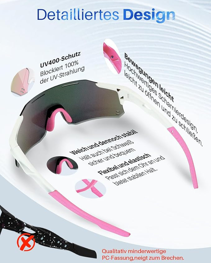 Fahrrad-Brille UV400 sport napszemüveg nők, férfiak, 2 cserélhető lencsével