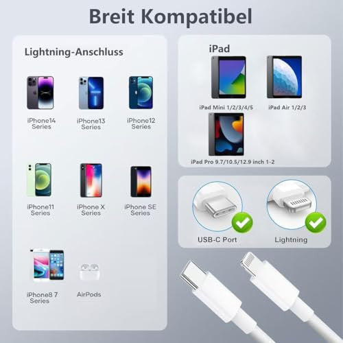 Apple iPhone töltőkábel, 25W MFi tanúsított Lightning kábel iPhone 14 13 12 11 Pro