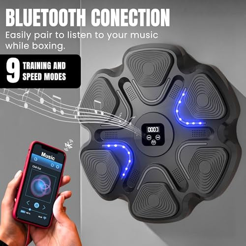Box edzőgép LED-es falra szerelhető Bluetooth, zenei fények, 9 mód, 37x37 cm