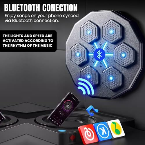 Vicyol S&D boksz edzőgép falra szerelhető LED fényekkel, bokszkesztyű, Bluetooth