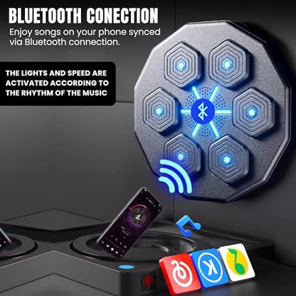 Vicyol S&D boksz edzőgép falra szerelhető LED fényekkel, bokszkesztyű, Bluetooth