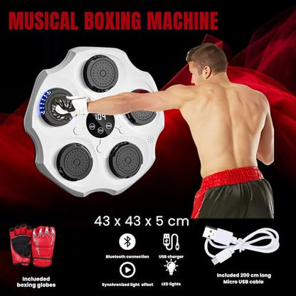 MAGIC SELECT zenés bokszgép falra LED, bokszkesztyű, Bluetooth, zene ritmusára világít
