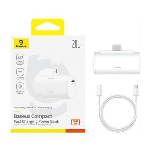 Baseus OS-Baseus Compact IP powerbank, 5000 mAh, 20W (fehér)