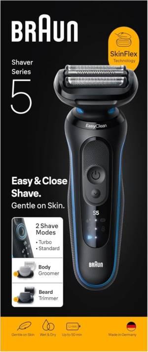 Braun Series 5 52-B1650S elektromos borotva, Wet&Dry, 3 pengés (kék)
