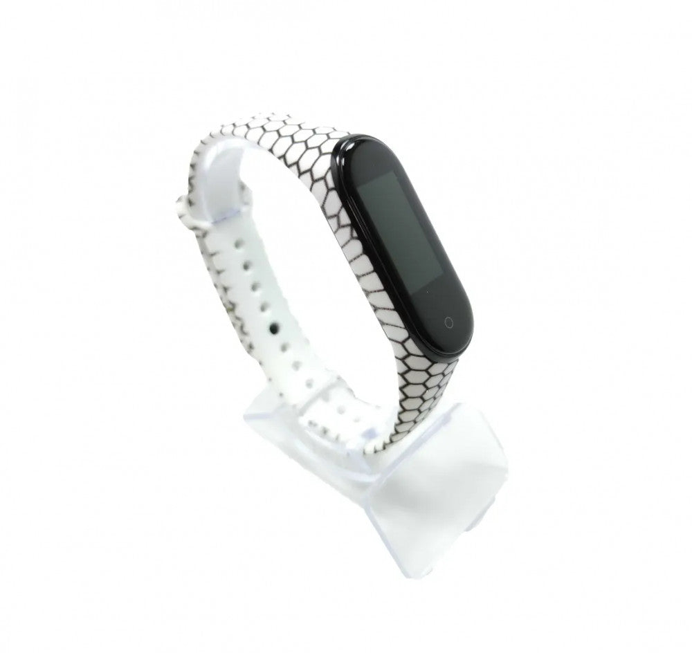 Xiaomi Mi band 3 / 4 szíjak - fekete-fehér, kaptár, nonfiguratív, szilikon