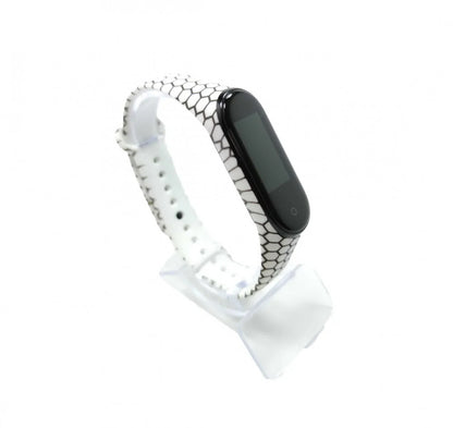 Xiaomi Mi band 3 / 4 szíjak - fekete-fehér, kaptár, nonfiguratív, szilikon