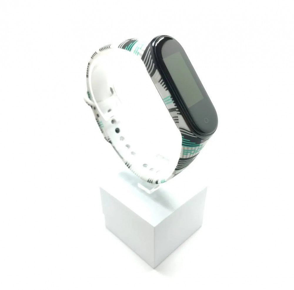 Xiaomi Mi band 3 / 4 szíjak - csíkos, fehér, nonfiguratív, szilikon