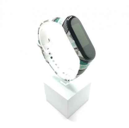 Xiaomi Mi band 3 / 4 szíjak - csíkos, fehér, nonfiguratív, szilikon