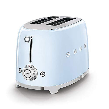 Smeg TSF01PBEU kenyérpirító (2 szeletes, 6 fokozat, melegítő, kiolvasztó, bagel funkció, morzsatálca, 950W, pasztellkék)