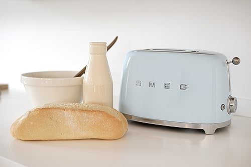 Smeg TSF01PBEU kenyérpirító (2 szeletes, 6 fokozat, melegítő, kiolvasztó, bagel funkció, morzsatálca, 950W, pasztellkék)
