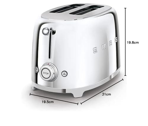 Smeg TSF01SSEU kenyérpirító (2 szeletes, 6 fokozat, melegítő, kiolvasztó, bagel funkció, morzsatálca, 950W, króm)