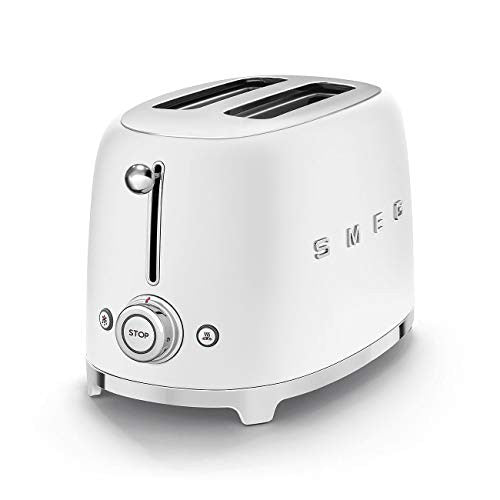 Smeg TSF01WHMEU kenyérpirító (2 szeletes, 6 fokozat, melegítő, kiolvasztó, bagel funkció, morzsatálca, 950W, matt fehér)