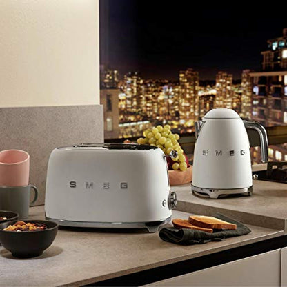Smeg TSF01WHMEU kenyérpirító (2 szeletes, 6 fokozat, melegítő, kiolvasztó, bagel funkció, morzsatálca, 950W, matt fehér)