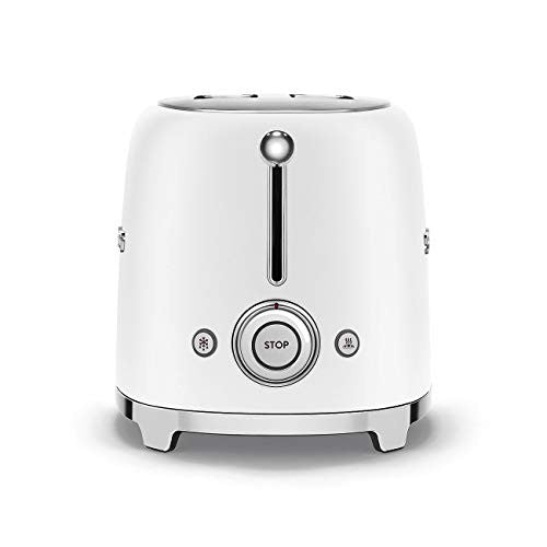 Smeg TSF01WHMEU kenyérpirító (2 szeletes, 6 fokozat, melegítő, kiolvasztó, bagel funkció, morzsatálca, 950W, matt fehér)