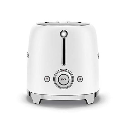 Smeg TSF01WHMEU kenyérpirító (2 szeletes, 6 fokozat, melegítő, kiolvasztó, bagel funkció, morzsatálca, 950W, matt fehér)