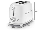 Smeg TSF01WHMEU kenyérpirító (2 szeletes, 6 fokozat, melegítő, kiolvasztó, bagel funkció, morzsatálca, 950W, matt fehér)