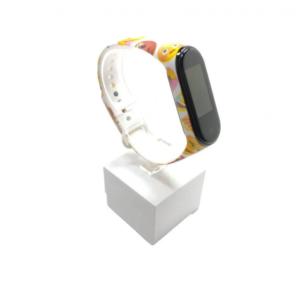 Xiaomi Mi band 3 / 4 szíjak - emojis, motívumos, sárga, szilikon