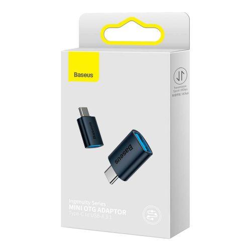 Baseus Ingenuity Series mini OTG adapter, USB-A 3.1 anya – USB-C apa (ZJJQ000003) (kék)