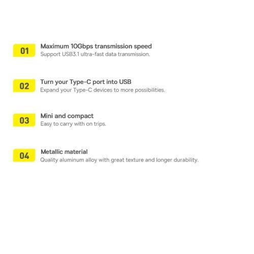 Baseus Ingenuity Series mini OTG adapter, USB-A 3.1 anya – USB-C apa (ZJJQ000003) (kék)