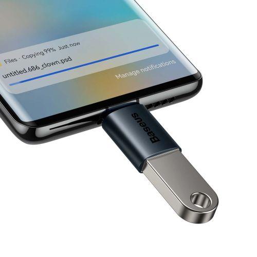 Baseus Ingenuity Series mini OTG adapter, USB-A 3.1 anya – USB-C apa (ZJJQ000003) (kék)